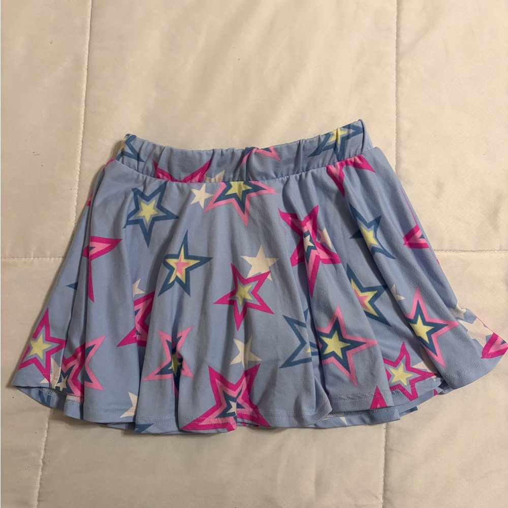 Light Blue Star-Print Skater Skirt - Women's